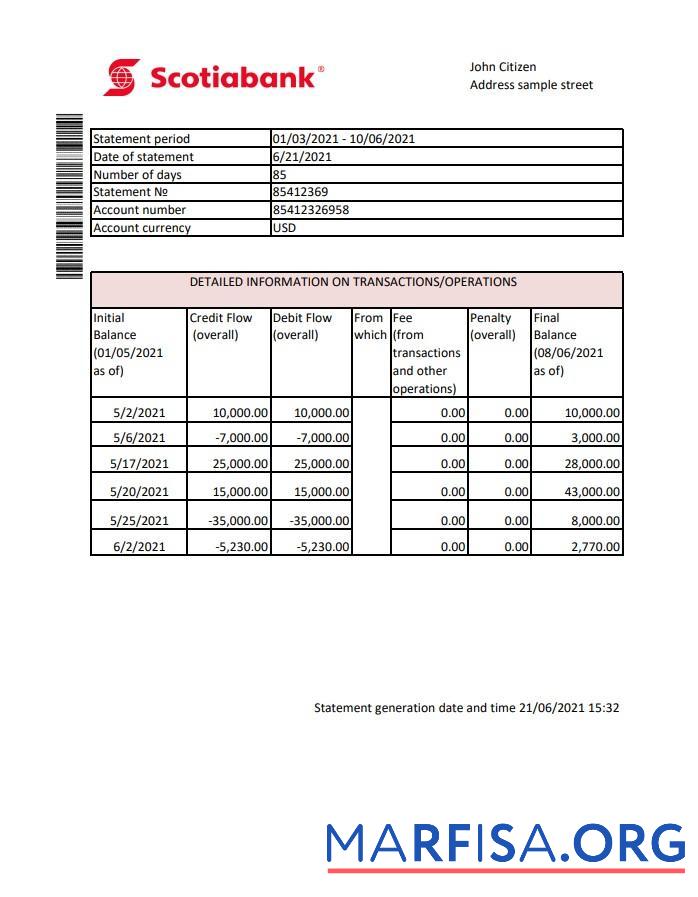 Downloadable Hong Kong Scotiabank bank statement excel template
